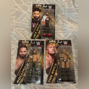 WWE Main Event Champion Series Complete Set of 3 Action Figures Rock Uso Rollins